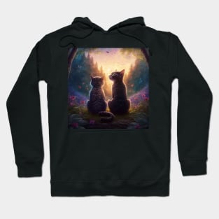 Adorable Two Cats Looking At Sunset Extremely Intricate Hoodie